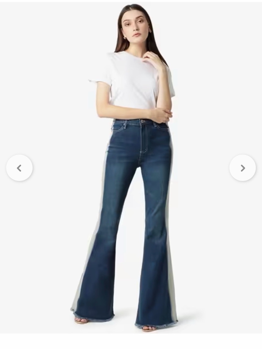 Alice + Olivia Dark Blue Flare Jeans with Light Side Panels